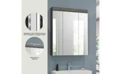 Badezimmerspiegelschrank SCHLOONSEE, Breite 60cm, 3 Spiegeltüren, 9 Fächer, 6 Einlegeböden in verschiedenen Farben erhältlich, Badmöbel, Spiegel, Badschrank, Bad Schloonsee