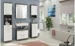 Badezimmerspiegelschrank SCHLOONSEE, Breite 60cm, 3 Spiegeltüren, 9 Fächer, 6 Einlegeböden in verschiedenen Farben erhältlich, Badmöbel, Spiegel, Badschrank, Bad Schloonsee