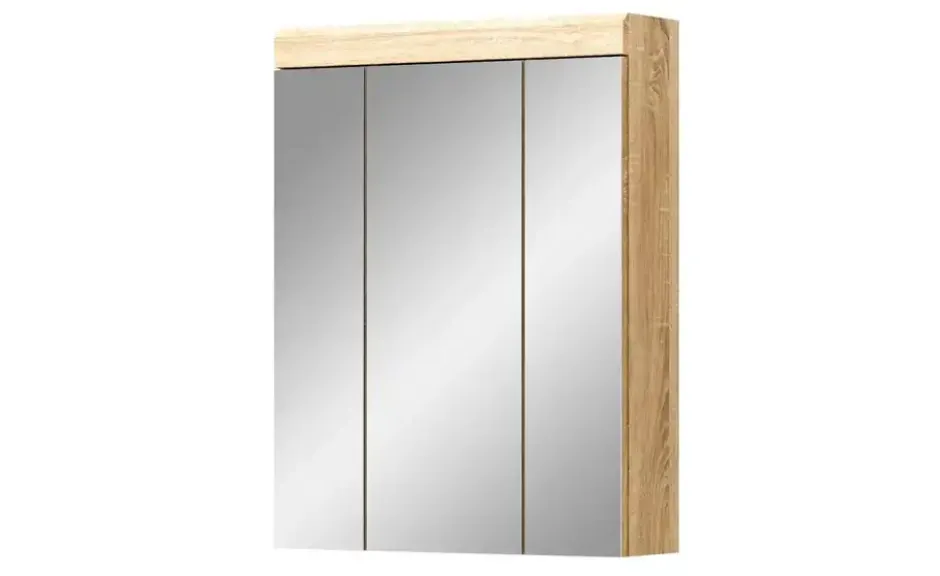 Badezimmerspiegelschrank SCHLOONSEE, Breite 60cm, 3 Spiegeltüren, 9 Fächer, 6 Einlegeböden in verschiedenen Farben erhältlich, Badmöbel, Spiegel, Badschrank, Bad Schloonsee