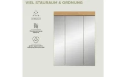 Badezimmerspiegelschrank SCHLOONSEE, Breite 60cm, 3 Spiegeltüren, 9 Fächer, 6 Einlegeböden in verschiedenen Farben erhältlich, Badmöbel, Spiegel, Badschrank, Bad Schloonsee