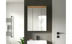 Badezimmerspiegelschrank SCHLOONSEE, Breite 60cm, 3 Spiegeltüren, 9 Fächer, 6 Einlegeböden in verschiedenen Farben erhältlich, Badmöbel, Spiegel, Badschrank, Bad Schloonsee