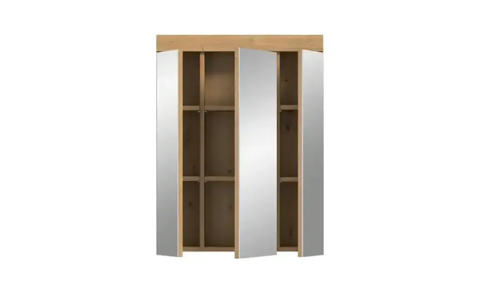 Badezimmerspiegelschrank SCHLOONSEE, Breite 60cm, 3 Spiegeltüren, 9 Fächer, 6 Einlegeböden in verschiedenen Farben erhältlich, Badmöbel, Spiegel, Badschrank, Bad Schloonsee