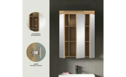 Badezimmerspiegelschrank SCHLOONSEE, Breite 60cm, 3 Spiegeltüren, 9 Fächer, 6 Einlegeböden in verschiedenen Farben erhältlich, Badmöbel, Spiegel, Badschrank, Bad Schloonsee