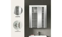 Badezimmerspiegelschrank SCHLOONSEE, Breite 60cm, 3 Spiegeltüren, 9 Fächer, 6 Einlegeböden in verschiedenen Farben erhältlich, Badmöbel, Spiegel, Badschrank, Bad Schloonsee