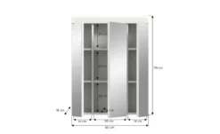 Badezimmerspiegelschrank SCHLOONSEE, Breite 60cm, 3 Spiegeltüren, 9 Fächer, 6 Einlegeböden in verschiedenen Farben erhältlich, Badmöbel, Spiegel, Badschrank, Bad Schloonsee