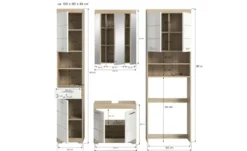 Badmöbel-Set SCHLOONSEE, 4 teilig, bestehend aus: Hochschrank, WBU, Spiegelschrank, Waschmaschinenumbauschrank Schloonsee