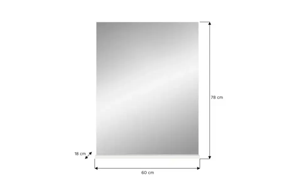 Badspiegel SCHLOONSEE, Breite 60cm, 1 Ablageboden, hochwertiges Spiegelglas in verschiedenen Farben erhältlich, Badmöbel, Spiegel, Badezimmer Schloonsee