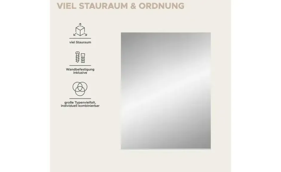 Badspiegel SCHLOONSEE, Breite 60cm, 1 Ablageboden, hochwertiges Spiegelglas in verschiedenen Farben erhältlich, Badmöbel, Spiegel, Badezimmer Schloonsee