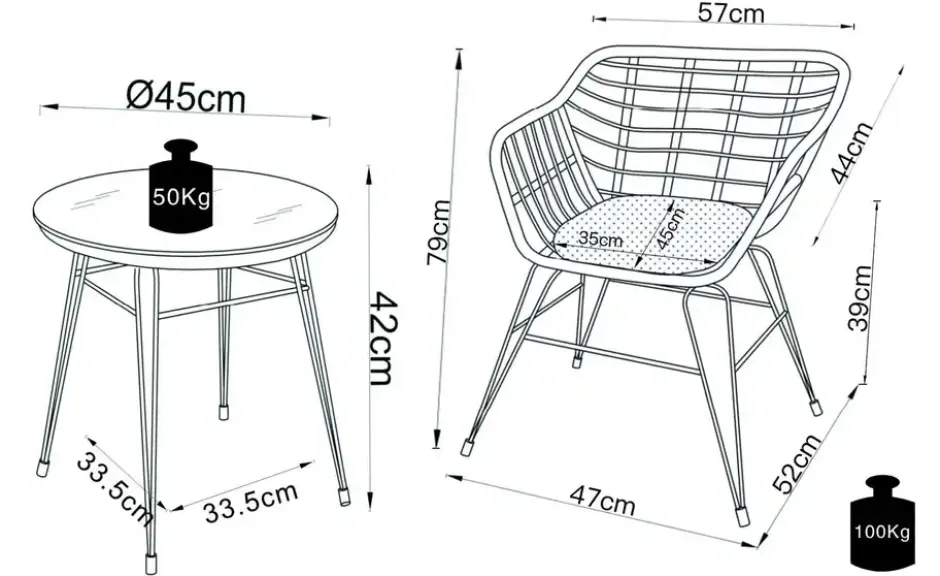 Gartenmöbel 3er-Set