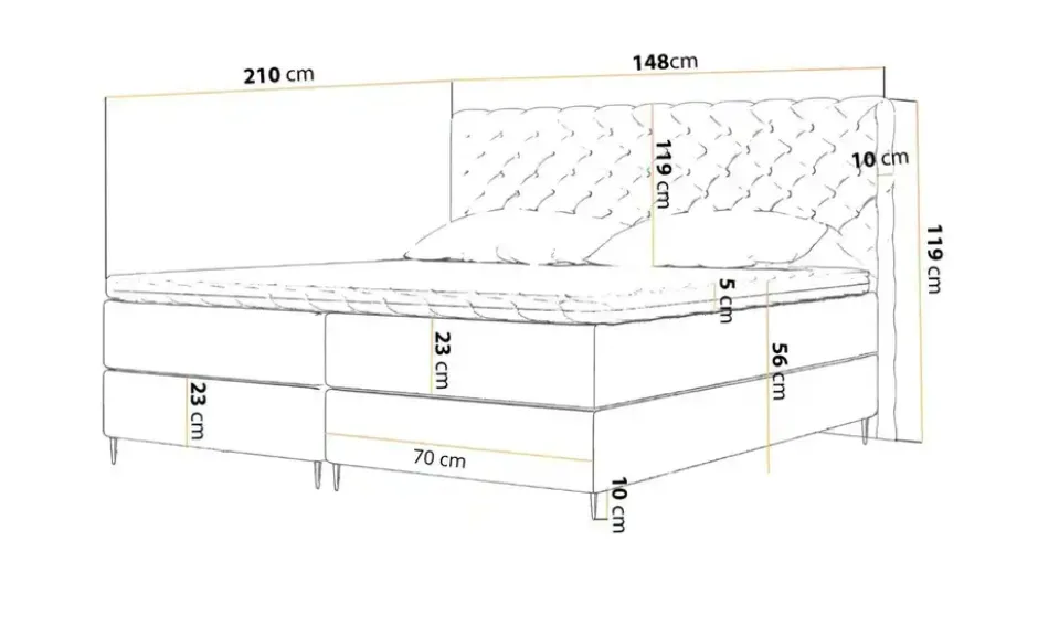 GrainGold Boxbett .css-bauhey::before{content:'- ';}.css-bauhey::after{content:'- ';}mit Stauraum Bergamo