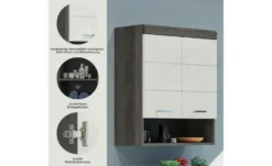 Hängeschrank SCHLOONSEE, Breite 74cm, 2 Türen, 1 offenes Fächer, MDF-Front in verschiedenen Farben erhältlich, Badmöbel, Badschrank, Schrank, Bad Schloonsee