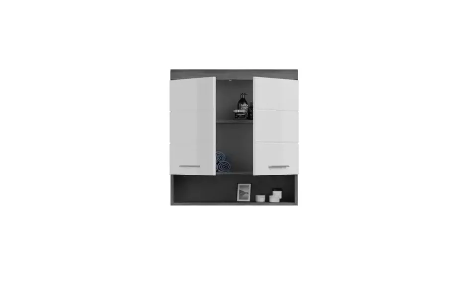 Hängeschrank SCHLOONSEE, Breite 74cm, 2 Türen, 1 offenes Fächer, MDF-Front in verschiedenen Farben erhältlich, Badmöbel, Badschrank, Schrank, Bad Schloonsee