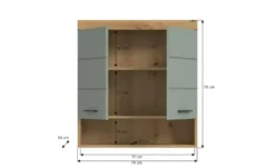 Hängeschrank SCHLOONSEE, Breite 74cm, 2 Türen, 1 offenes Fächer, MDF-Front in verschiedenen Farben erhältlich, Badmöbel, Badschrank, Schrank, Bad Schloonsee