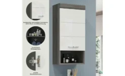 Hängeschrank SCHLOONSEE, Breite 37cm, 1 Tür, 1 offenes Fächer, 1 Einlegeboden, MDF-Front in verschiedenen Farben erhältlich, Badmöbel, Badschrank, Schrank, Bad Schloonsee