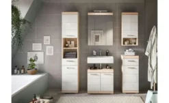 Hängeschrank SCHLOONSEE, Breite 37cm, 1 Tür, 1 offenes Fächer, 1 Einlegeboden, MDF-Front in verschiedenen Farben erhältlich, Badmöbel, Badschrank, Schrank, Bad Schloonsee