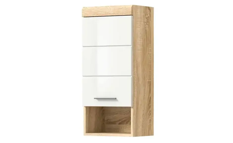 Hängeschrank SCHLOONSEE, Breite 37cm, 1 Tür, 1 offenes Fächer, 1 Einlegeboden, MDF-Front in verschiedenen Farben erhältlich, Badmöbel, Badschrank, Schrank, Bad Schloonsee