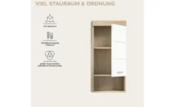 Hängeschrank SCHLOONSEE, Breite 37cm, 1 Tür, 1 offenes Fächer, 1 Einlegeboden, MDF-Front in verschiedenen Farben erhältlich, Badmöbel, Badschrank, Schrank, Bad Schloonsee