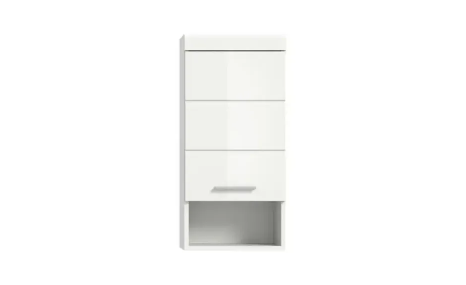 Hängeschrank SCHLOONSEE, Breite 37cm, 1 Tür, 1 offenes Fächer, 1 Einlegeboden, MDF-Front in verschiedenen Farben erhältlich, Badmöbel, Badschrank, Schrank, Bad Schloonsee
