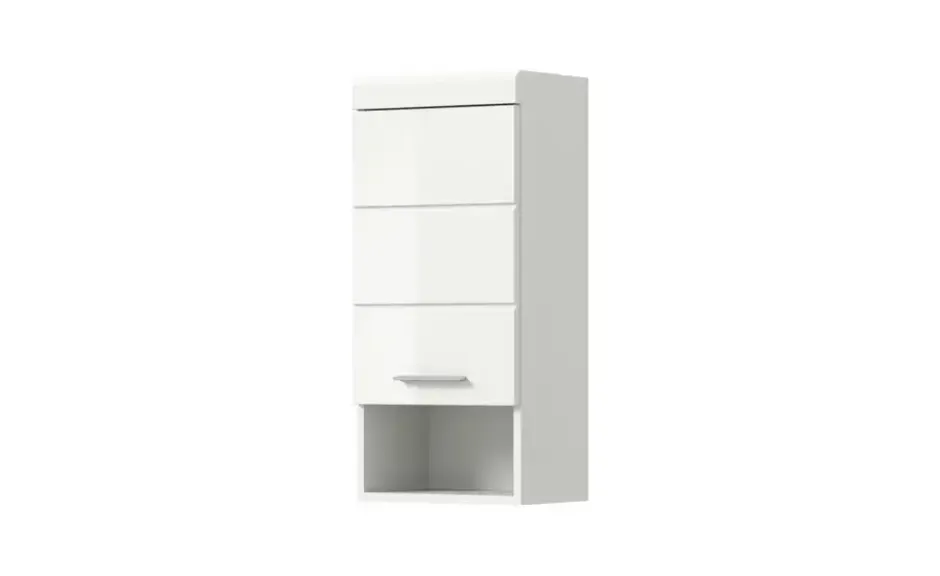 Hängeschrank SCHLOONSEE, Breite 37cm, 1 Tür, 1 offenes Fächer, 1 Einlegeboden, MDF-Front in verschiedenen Farben erhältlich, Badmöbel, Badschrank, Schrank, Bad Schloonsee