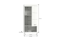 Hängeschrank SCHLOONSEE, Breite 37cm, 1 Tür, 1 offenes Fächer, 1 Einlegeboden, MDF-Front in verschiedenen Farben erhältlich, Badmöbel, Badschrank, Schrank, Bad Schloonsee