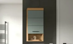 Hängeschrank SCHLOONSEE, Breite 37cm, 1 Tür, 1 offenes Fächer, 1 Einlegeboden, MDF-Front in verschiedenen Farben erhältlich, Badmöbel, Badschrank, Schrank, Bad Schloonsee