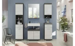 Hochschrank SCHLOONSEE, Breite 37cm, 2 Tür, 1 Schubkasten, 2 offene Fächer, MDF-Front in verschiedenen Farben erhältlich, Badmöbel, Badschrank, Schrank, Bad Schloonsee