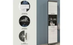 Hochschrank SCHLOONSEE, Breite 37cm, 2 Tür, 1 Schubkasten, 2 offene Fächer, MDF-Front in verschiedenen Farben erhältlich, Badmöbel, Badschrank, Schrank, Bad Schloonsee