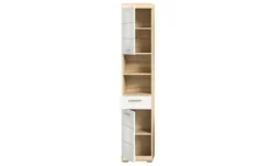 Hochschrank SCHLOONSEE, Breite 37cm, 2 Tür, 1 Schubkasten, 2 offene Fächer, MDF-Front in verschiedenen Farben erhältlich, Badmöbel, Badschrank, Schrank, Bad Schloonsee