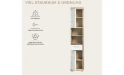 Hochschrank SCHLOONSEE, Breite 37cm, 2 Tür, 1 Schubkasten, 2 offene Fächer, MDF-Front in verschiedenen Farben erhältlich, Badmöbel, Badschrank, Schrank, Bad Schloonsee