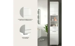 Hochschrank SCHLOONSEE, Breite 37cm, 2 Tür, 1 Schubkasten, 2 offene Fächer, MDF-Front in verschiedenen Farben erhältlich, Badmöbel, Badschrank, Schrank, Bad Schloonsee
