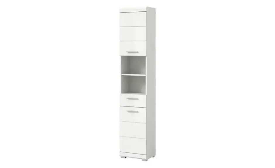 Hochschrank SCHLOONSEE, Breite 37cm, 2 Tür, 1 Schubkasten, 2 offene Fächer, MDF-Front in verschiedenen Farben erhältlich, Badmöbel, Badschrank, Schrank, Bad Schloonsee