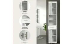 Hochschrank SCHLOONSEE, Breite 37cm, 2 Tür, 1 Schubkasten, 2 offene Fächer, MDF-Front in verschiedenen Farben erhältlich, Badmöbel, Badschrank, Schrank, Bad Schloonsee