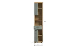 Hochschrank SCHLOONSEE, Breite 37cm, 2 Tür, 1 Schubkasten, 2 offene Fächer, MDF-Front in verschiedenen Farben erhältlich, Badmöbel, Badschrank, Schrank, Bad Schloonsee