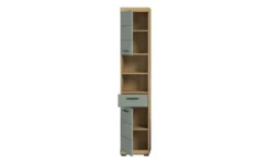 Hochschrank SCHLOONSEE, Breite 37cm, 2 Tür, 1 Schubkasten, 2 offene Fächer, MDF-Front in verschiedenen Farben erhältlich, Badmöbel, Badschrank, Schrank, Bad Schloonsee