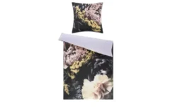 indigo Mako-Satin Wende-Bettwäsche Flowery
