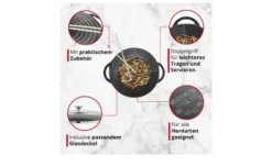 Meisterkoch Gusseisen-Wok mit Deckel OPUS