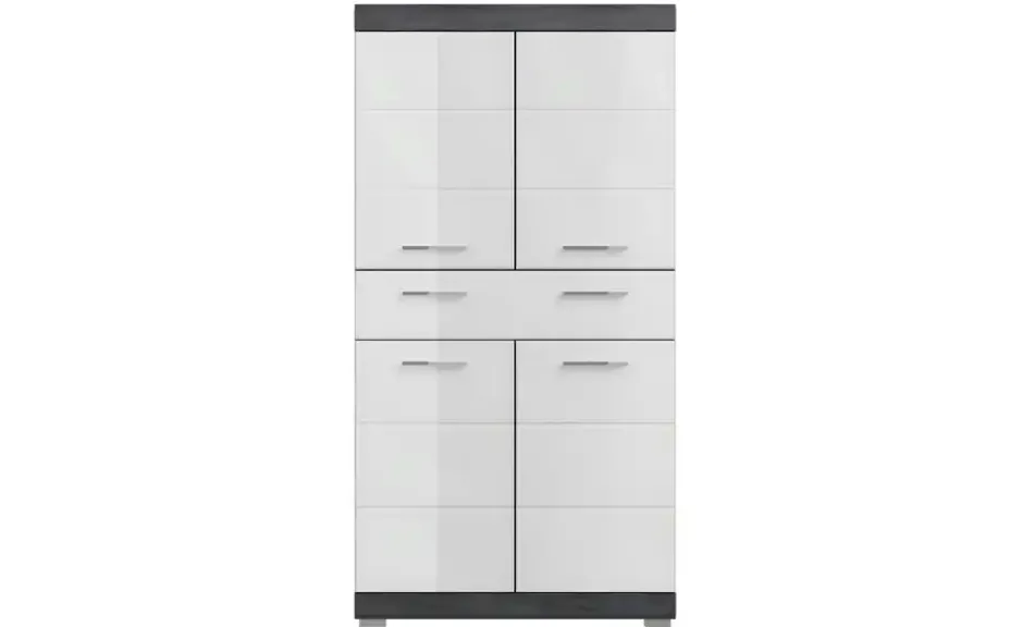 Midischrank SCHLOONSEE, Breite 74cm, 4 Türen, 1 Schubkasten, 4 Fächer, MDF-Front in verschiedenen Farben erhältlich, Badmöbel, Badschrank, Schrank, Bad Schloonsee