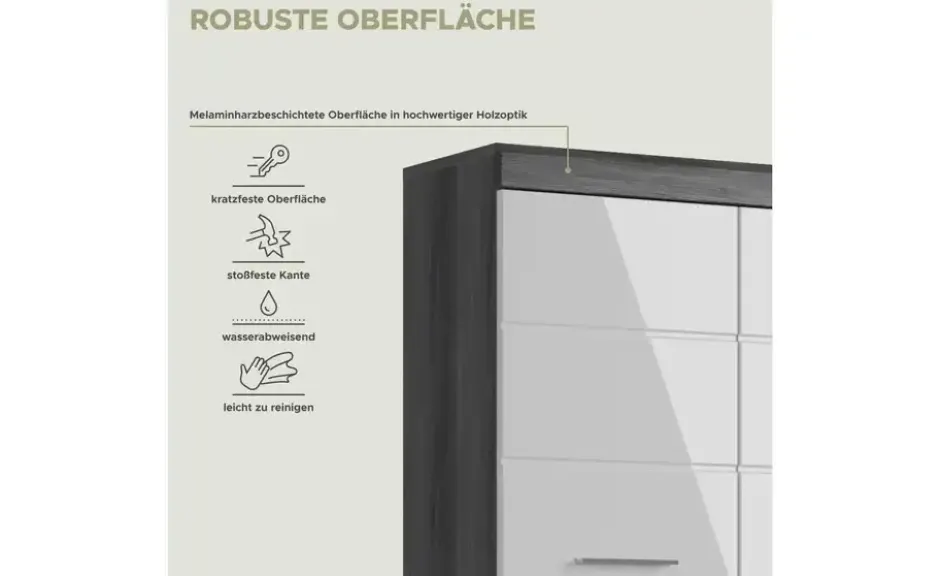 Midischrank SCHLOONSEE, Breite 74cm, 4 Türen, 1 Schubkasten, 4 Fächer, MDF-Front in verschiedenen Farben erhältlich, Badmöbel, Badschrank, Schrank, Bad Schloonsee