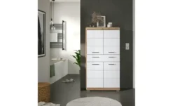 Midischrank SCHLOONSEE, Breite 74cm, 4 Türen, 1 Schubkasten, 4 Fächer, MDF-Front in verschiedenen Farben erhältlich, Badmöbel, Badschrank, Schrank, Bad Schloonsee