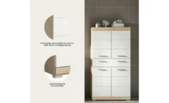 Midischrank SCHLOONSEE, Breite 74cm, 4 Türen, 1 Schubkasten, 4 Fächer, MDF-Front in verschiedenen Farben erhältlich, Badmöbel, Badschrank, Schrank, Bad Schloonsee