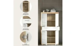 Midischrank SCHLOONSEE, Breite 74cm, 4 Türen, 1 Schubkasten, 4 Fächer, MDF-Front in verschiedenen Farben erhältlich, Badmöbel, Badschrank, Schrank, Bad Schloonsee