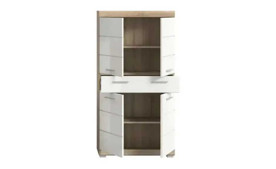 Midischrank SCHLOONSEE, Breite 74cm, 4 Türen, 1 Schubkasten, 4 Fächer, MDF-Front in verschiedenen Farben erhältlich, Badmöbel, Badschrank, Schrank, Bad Schloonsee