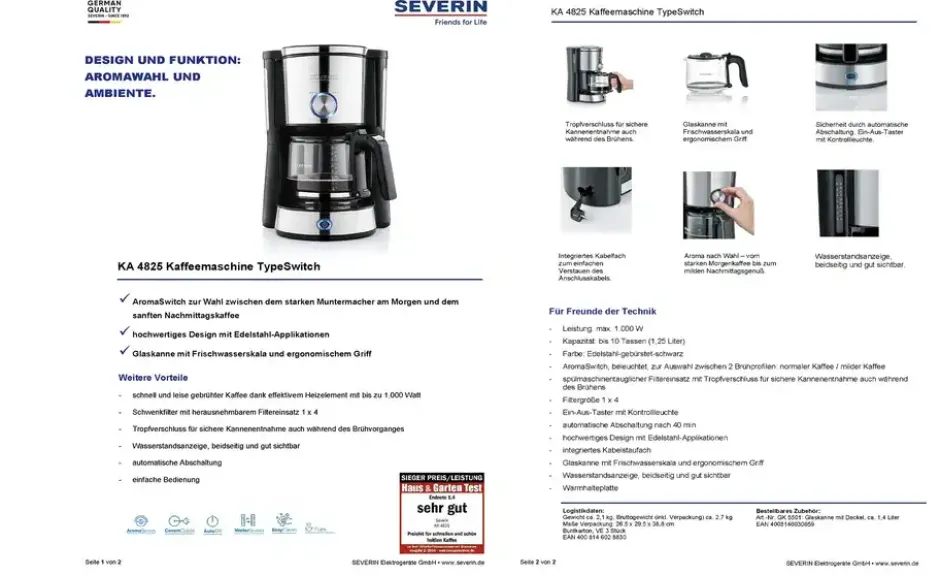 SEVERIN Kaffeeautomat KA 4825