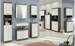 Spiegelschrank SCHLOONSEE, Breite 60cm, inkl. Beleuchtung, 3 Spiegeltüren, 9 Fächer in verschiedenen Farben erhältlich, Badmöbel, Spiegel, Badschrank, Bad Schloonsee