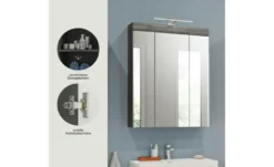 Spiegelschrank SCHLOONSEE, Breite 60cm, inkl. Beleuchtung, 3 Spiegeltüren, 9 Fächer in verschiedenen Farben erhältlich, Badmöbel, Spiegel, Badschrank, Bad Schloonsee