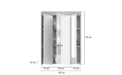 Spiegelschrank SCHLOONSEE, Breite 60cm, inkl. Beleuchtung, 3 Spiegeltüren, 9 Fächer in verschiedenen Farben erhältlich, Badmöbel, Spiegel, Badschrank, Bad Schloonsee