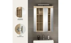 Spiegelschrank SCHLOONSEE, Breite 60cm, inkl. Beleuchtung, 3 Spiegeltüren, 9 Fächer in verschiedenen Farben erhältlich, Badmöbel, Spiegel, Badschrank, Bad Schloonsee