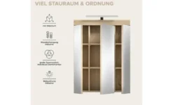 Spiegelschrank SCHLOONSEE, Breite 60cm, inkl. Beleuchtung, 3 Spiegeltüren, 9 Fächer in verschiedenen Farben erhältlich, Badmöbel, Spiegel, Badschrank, Bad Schloonsee