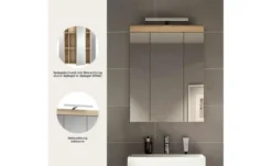 Spiegelschrank SCHLOONSEE, Breite 60cm, inkl. Beleuchtung, 3 Spiegeltüren, 9 Fächer in verschiedenen Farben erhältlich, Badmöbel, Spiegel, Badschrank, Bad Schloonsee
