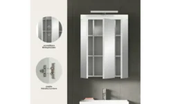 Spiegelschrank SCHLOONSEE, Breite 60cm, inkl. Beleuchtung, 3 Spiegeltüren, 9 Fächer in verschiedenen Farben erhältlich, Badmöbel, Spiegel, Badschrank, Bad Schloonsee